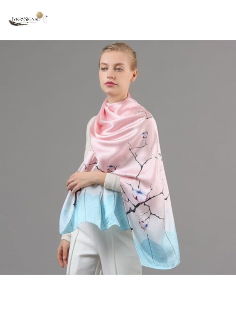 100% Pure Silk Long Scarf Oblong Shawl Women Large Wrap - Picture 2 of 6